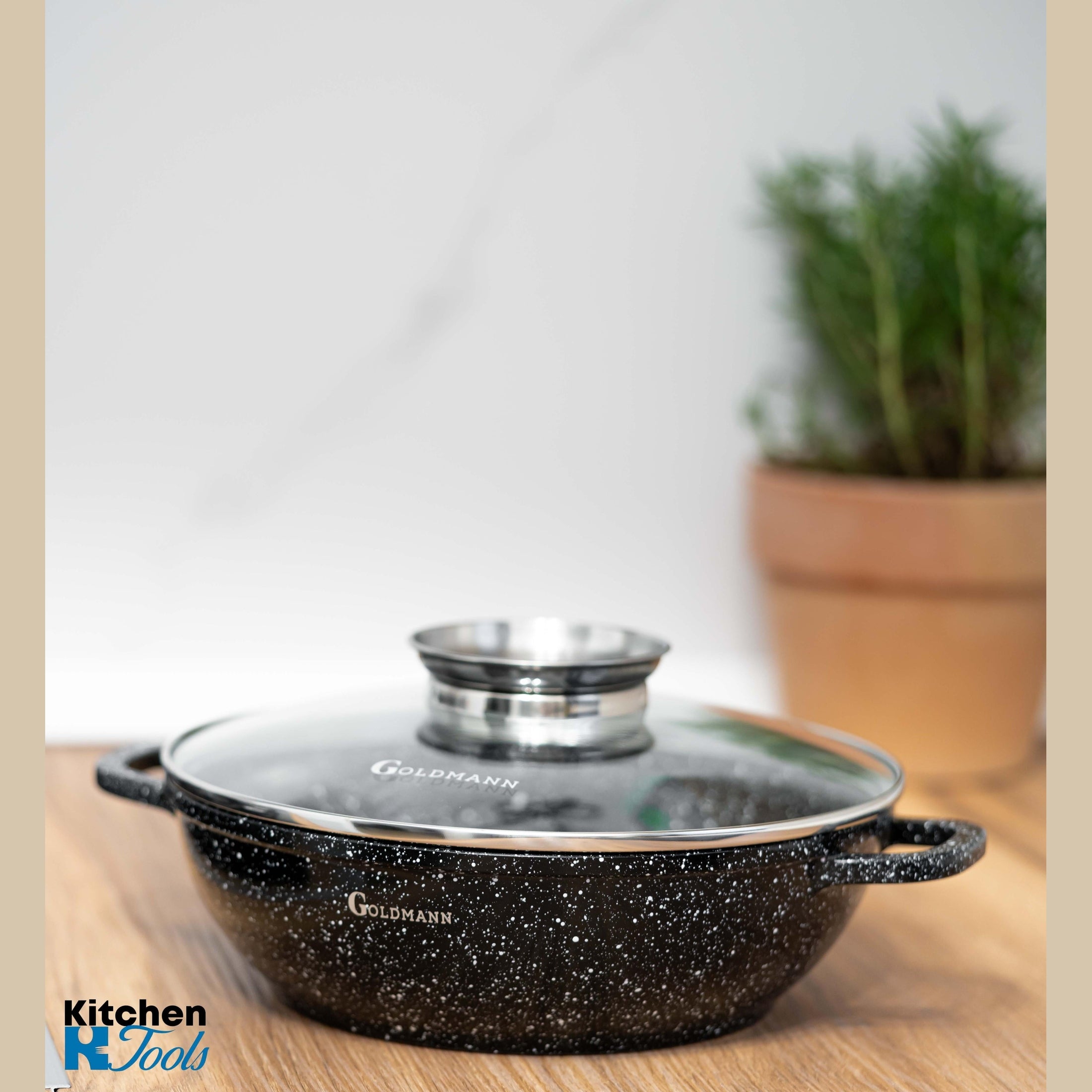 Cratiță aluminiu turnat cu capac termorezistent, Goldmann