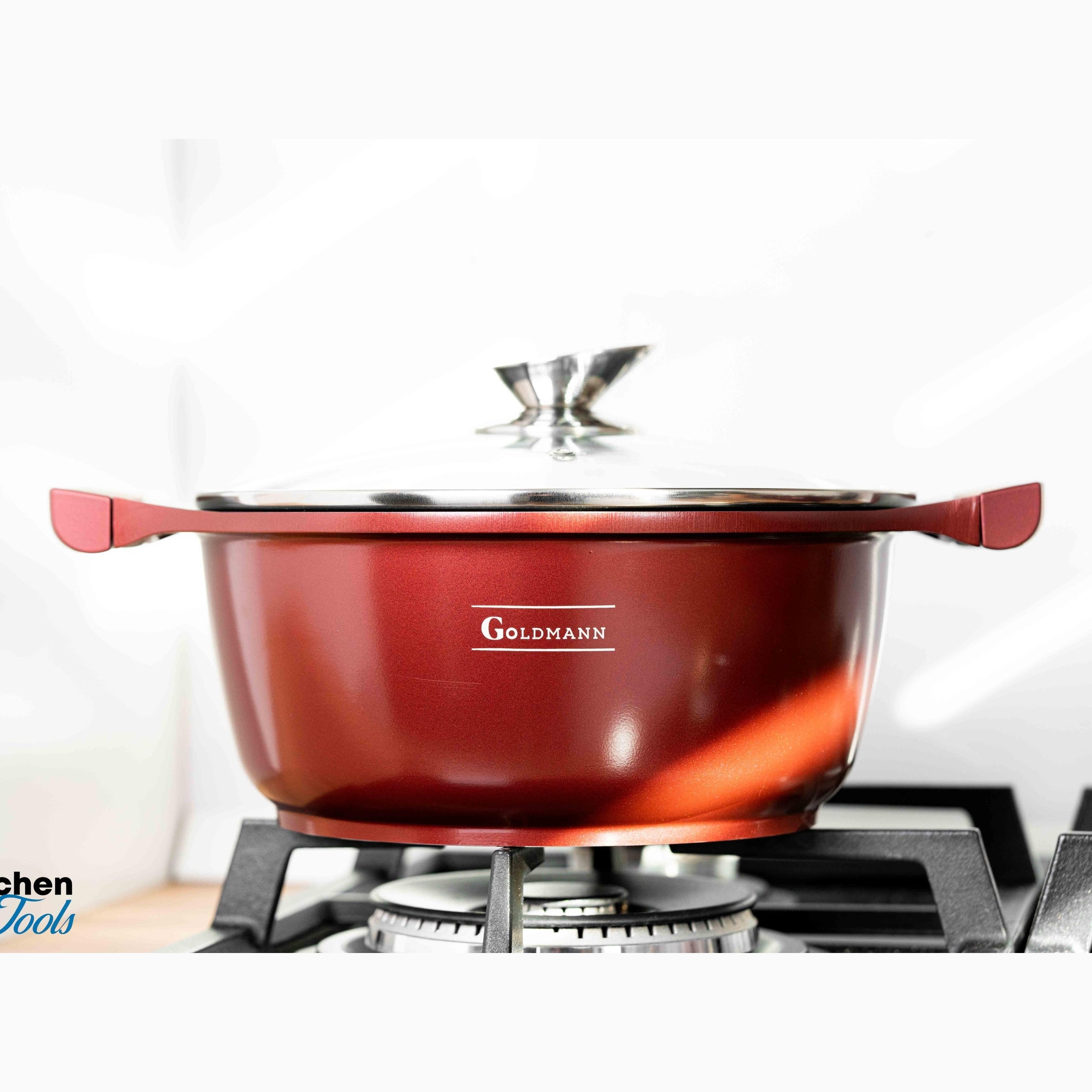 Set vase Goldmann 8 piese, aluminiu antiaderent, maro