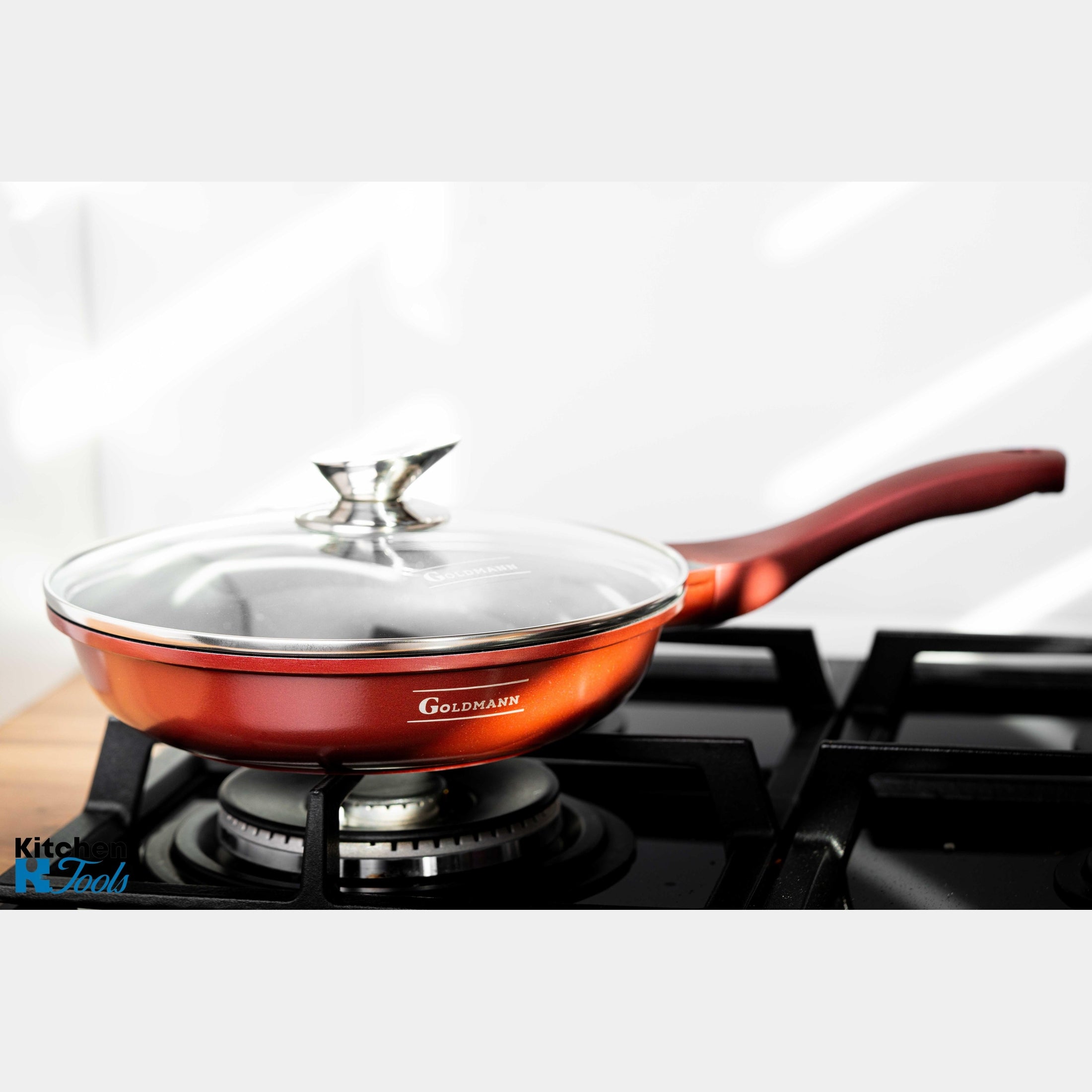 Set vase Goldmann 8 piese, aluminiu antiaderent, maro