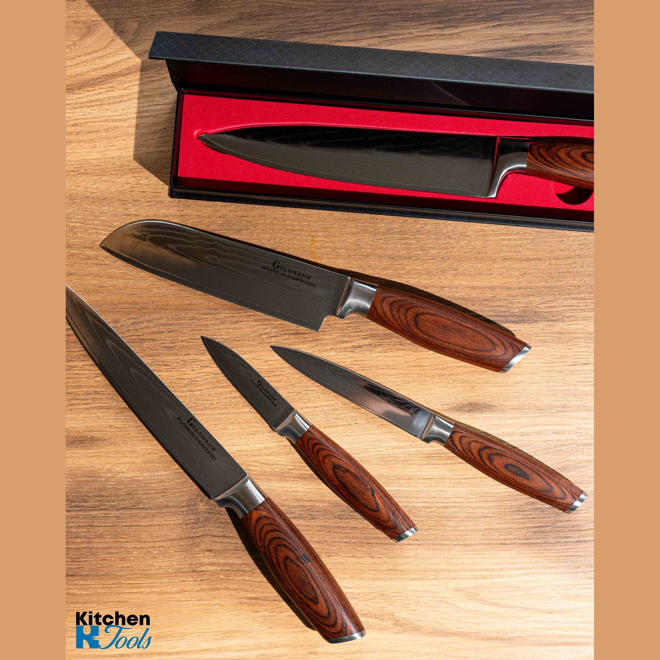 Cuțit SANTOKU Damasc - 67 straturi, VG10, Goldmann