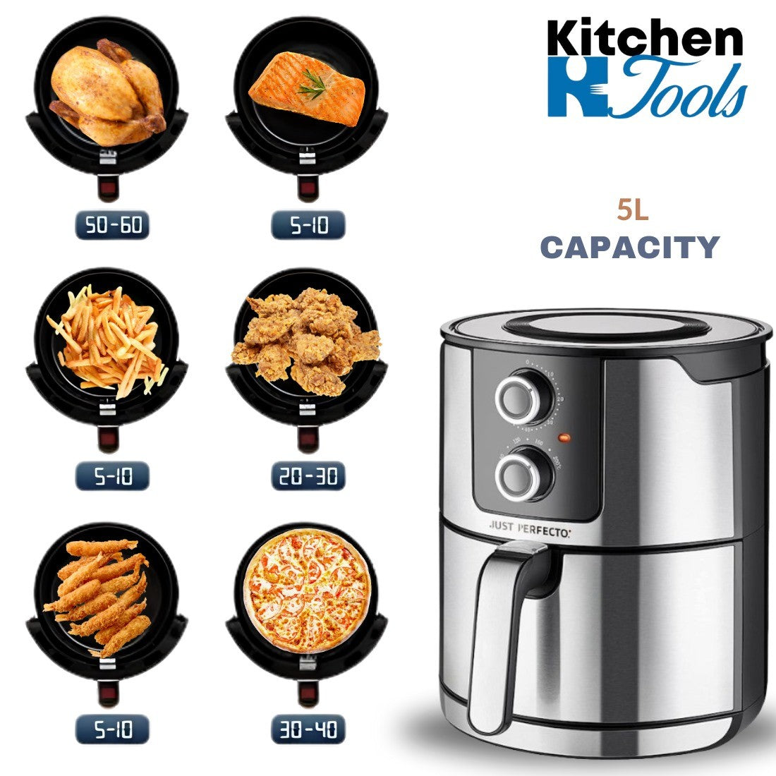 Friteuză fără ulei AirFryer XXL JustPerfecto, 5 litri