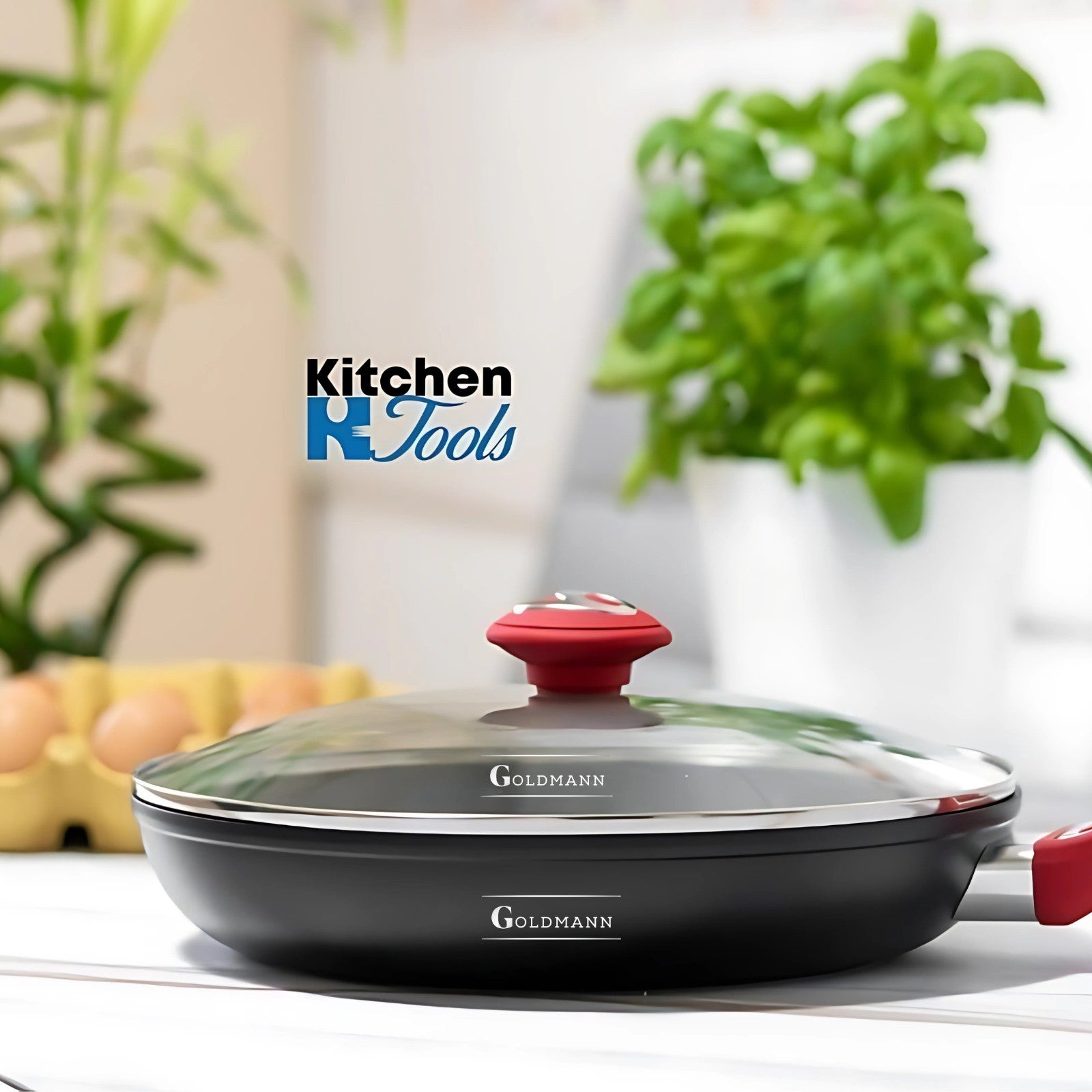 Tigaie Goldmann 26cm cu Capac, Interior Marmorat