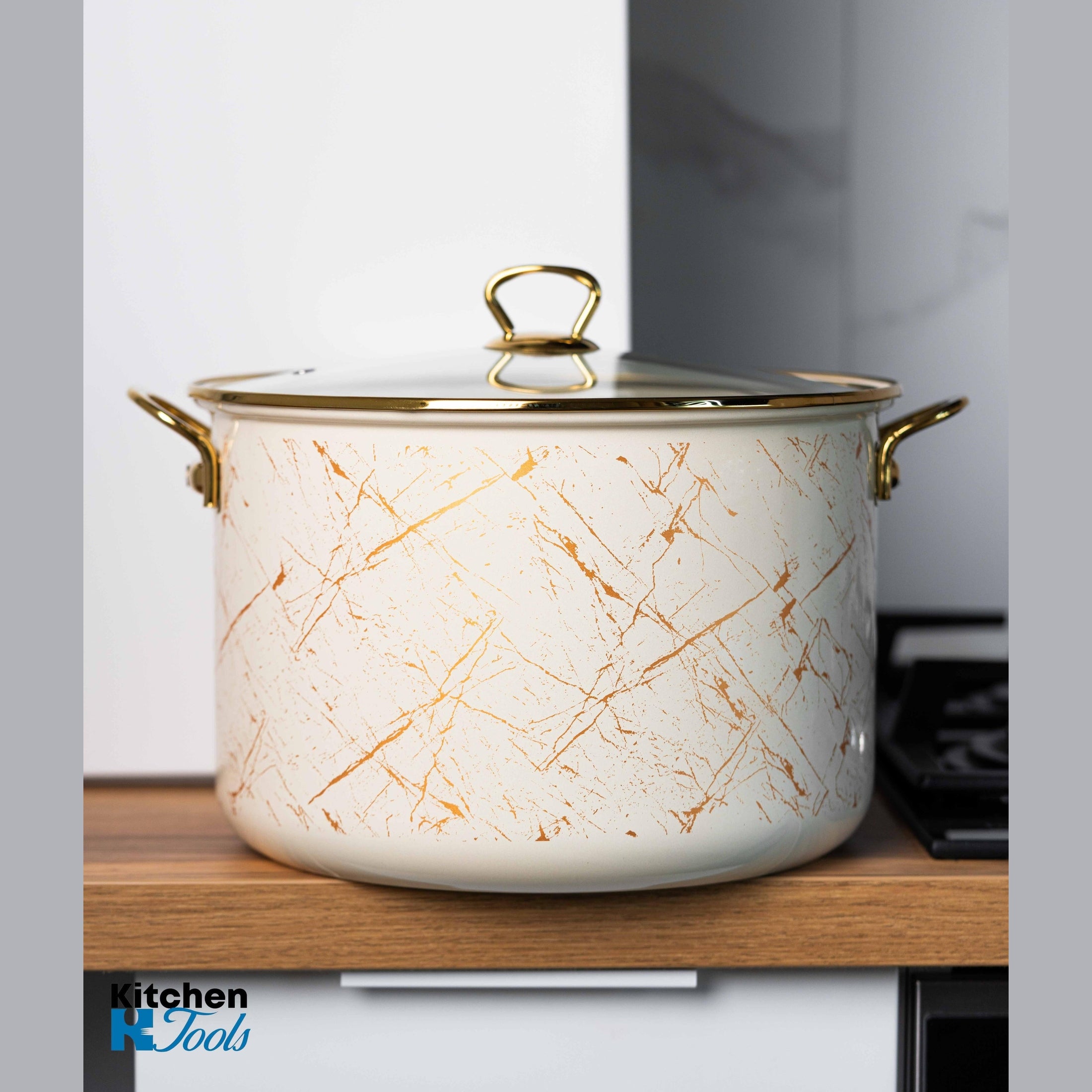 Oala emailată Goldmann cu capac, 11L, mânere titan