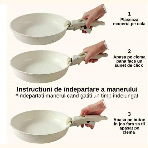 Set 5 Piese Aluminiu Goldmann cu Maner Detasabil