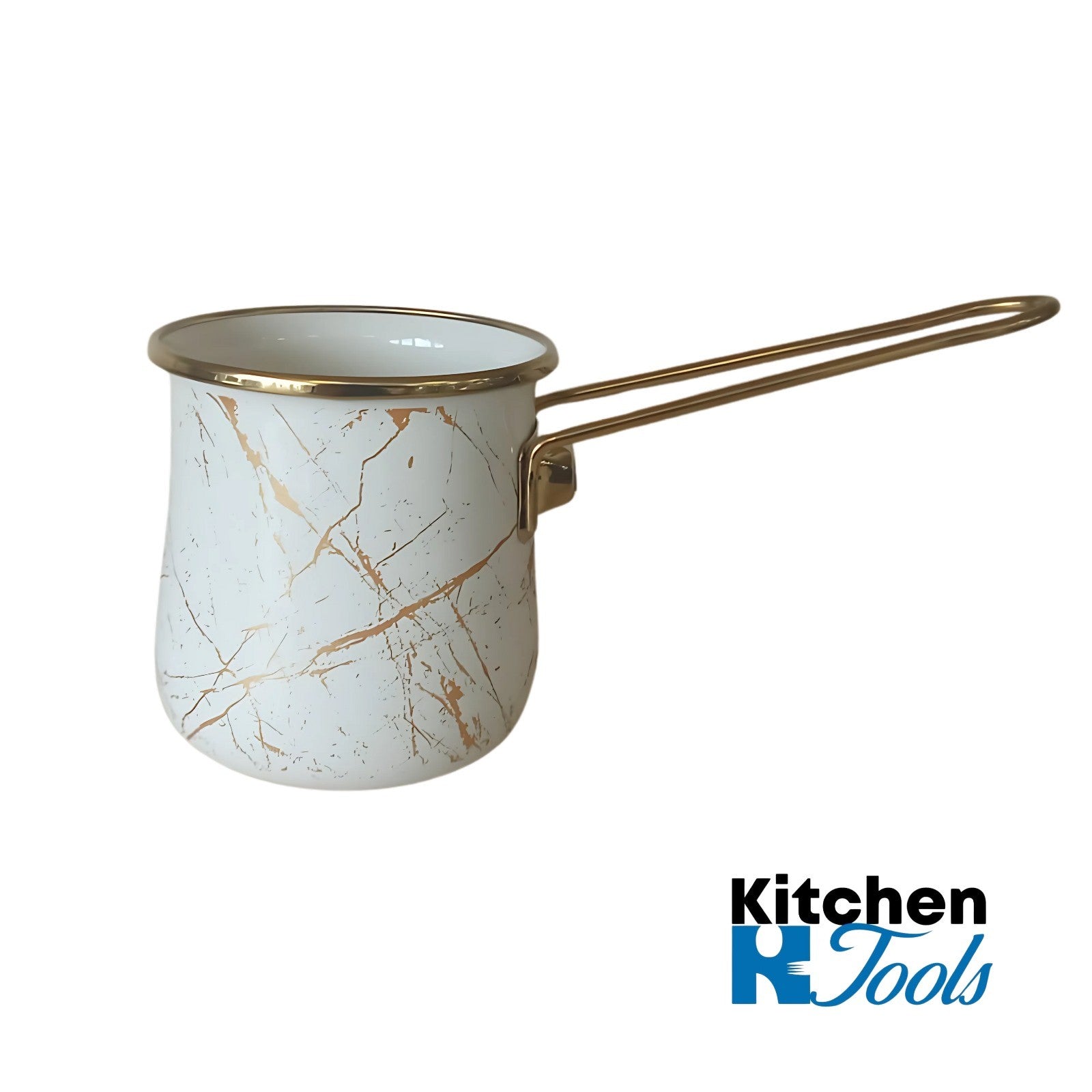 Ibric Emailat 500ml, Mâner Aurit pentru Inducție