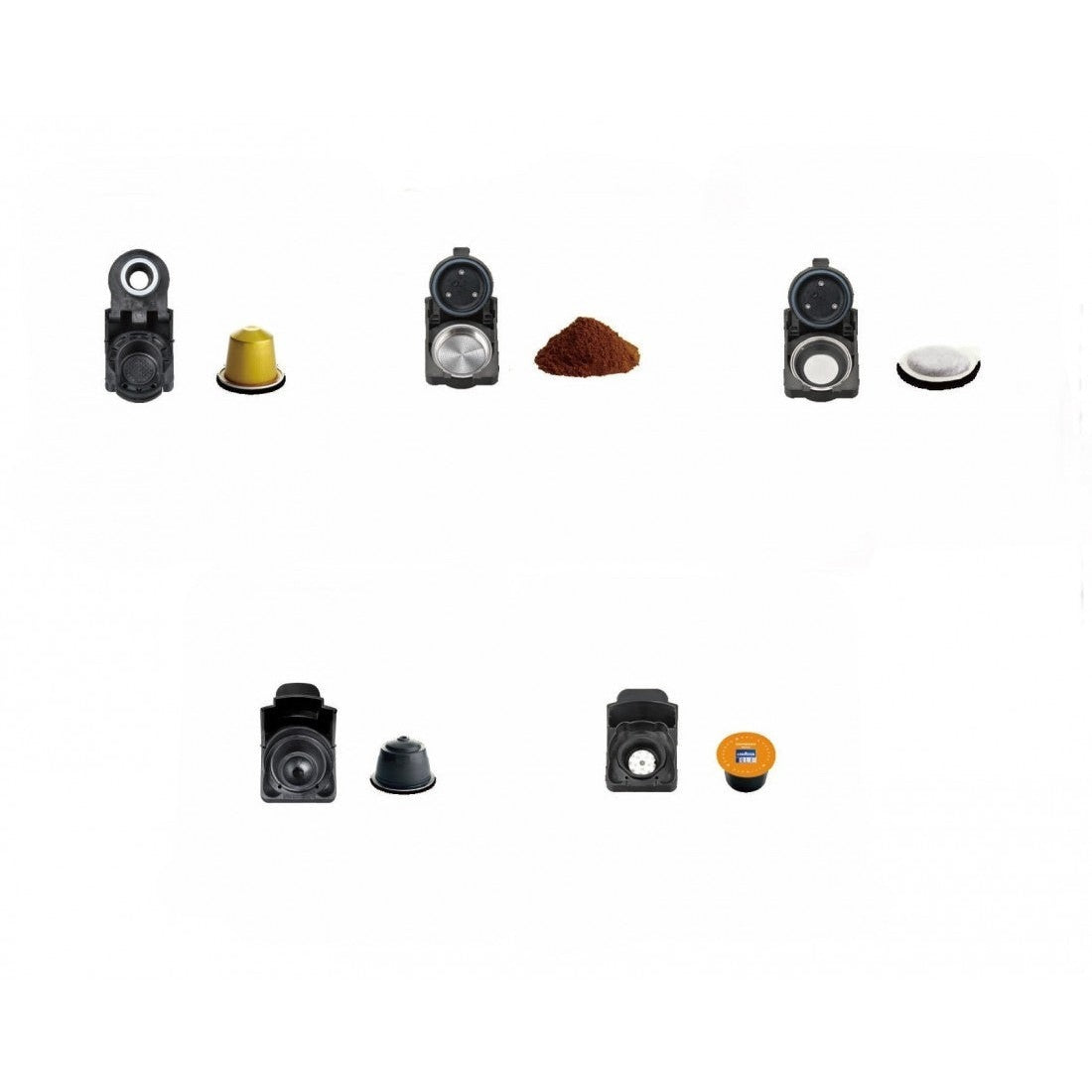 Espressor de cafea cu capsule 8 în 1, cafea macinata/capsule/paduri, Oliver Voltz, 19 bari, 1450W, negru