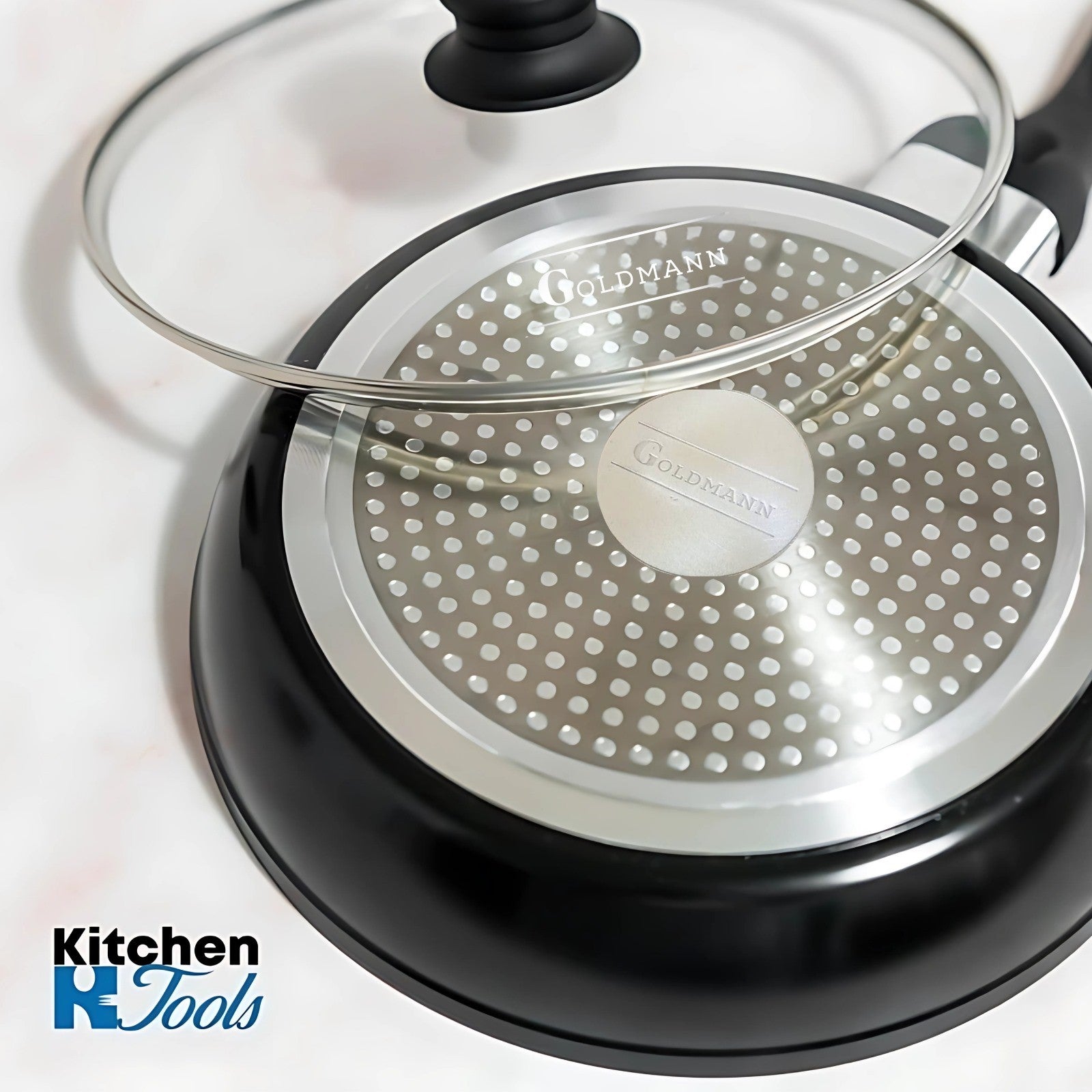 Tigaie PREMIUM antiaderenta Goldmann, 22x5cm, inclusiv inductie, aluminiu forjat, capac inclus