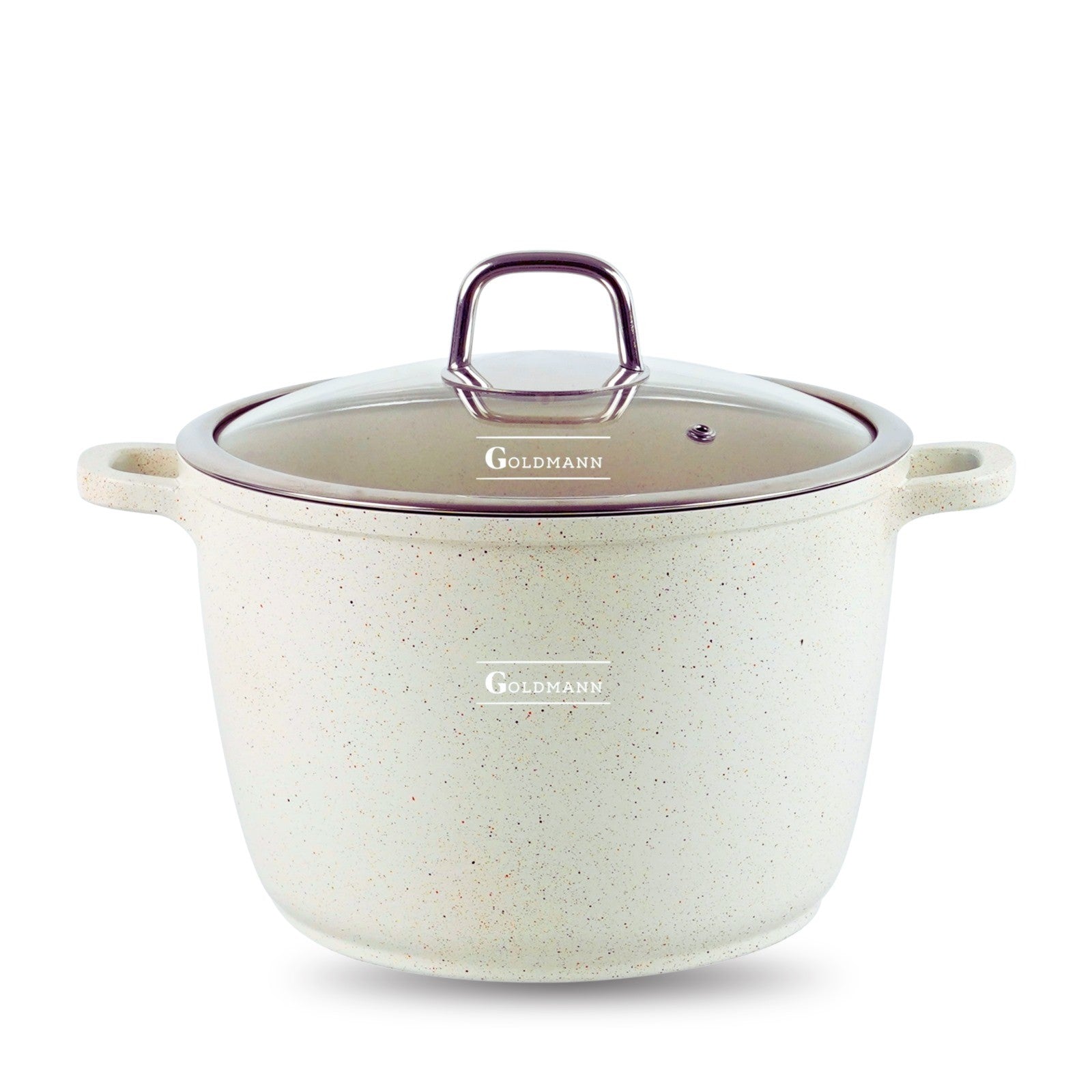 Oala aluminiu turnat , 24x16.5 cm, 6.2 litri, Goldmann, ACOPERIRE ANTIADERENTĂ DIN MARMURĂ, capac termorezistent