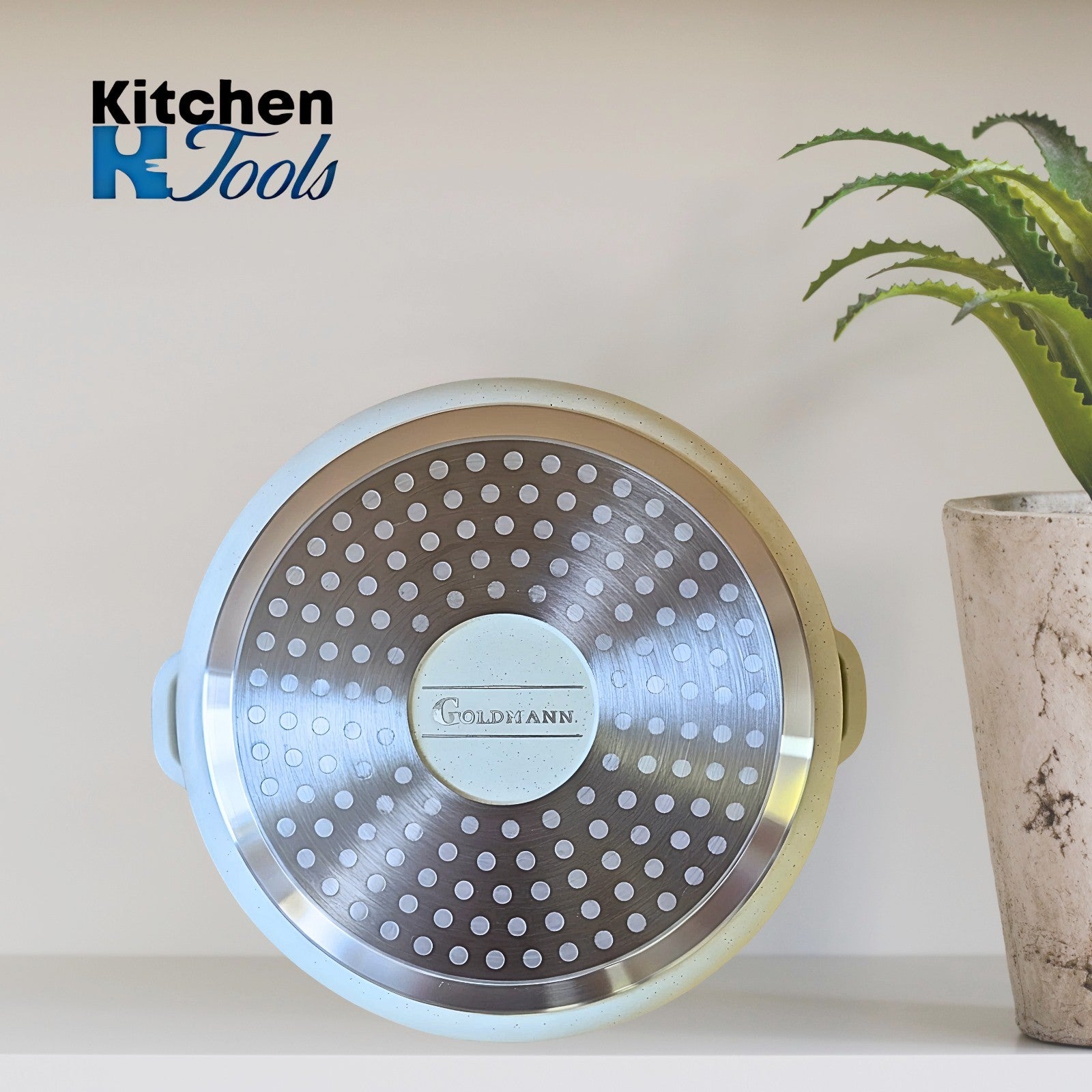 Cratita marmorata antiaderenta 4.5L, 24x11,5cm, aluminiu turnat, inclusiv inductie, capac sticla, ECO-friendly, Goldmann