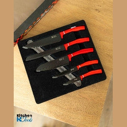 Set cutite 6 piese, bara magnetica cu maner soft touch si insertie argintie, GOLDMANN