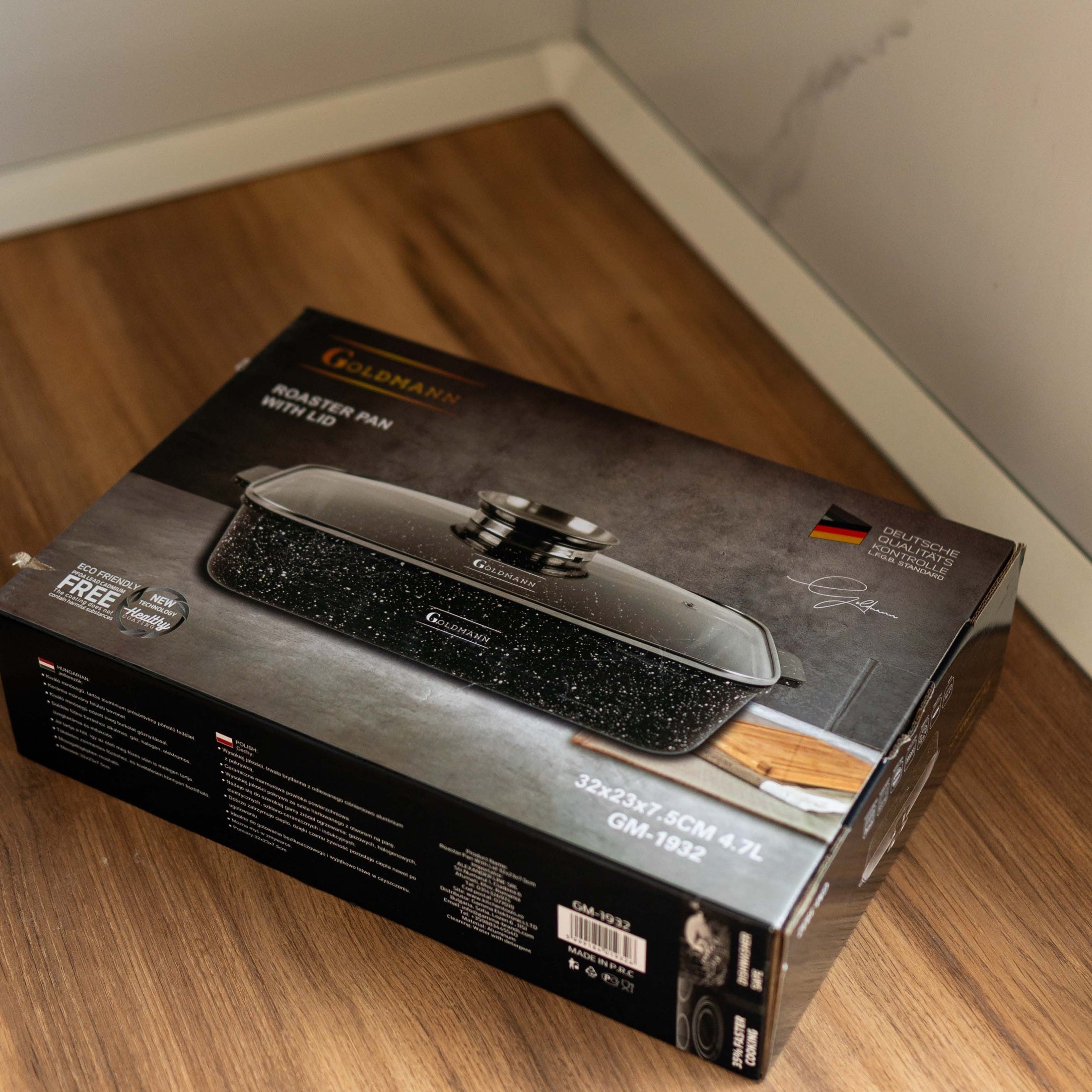 Roaster capac din sticla, 32x23x7.5cm, Interior din marmura, Temperatura de utilizare -20 pana la +220 ° C, 3 Straturi