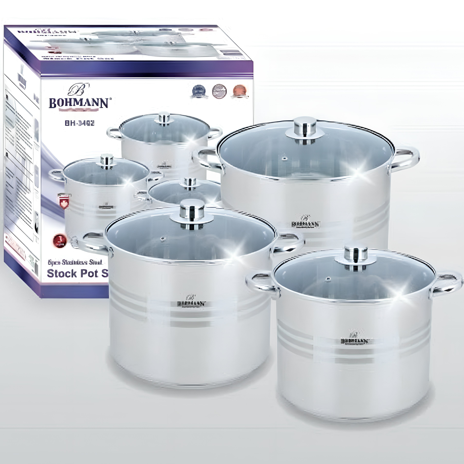 Set oale 6 piese Bohmann inox, (9L,11L,13.5L), inductie, fund 3 straturi