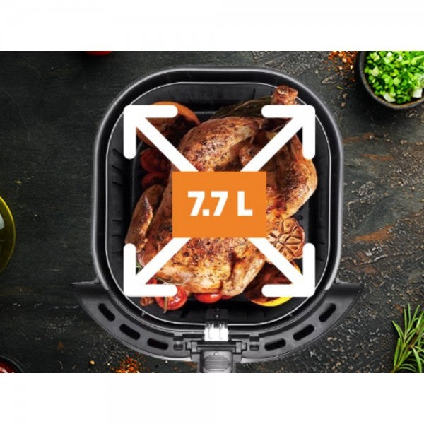 Friteuza cu aer cald Airfryer 8 in1, 1800W, 7.7 litri, 80°C - 200°C, timer 60 min, ecran LED, 8 programe, Oliver Voltz, negru