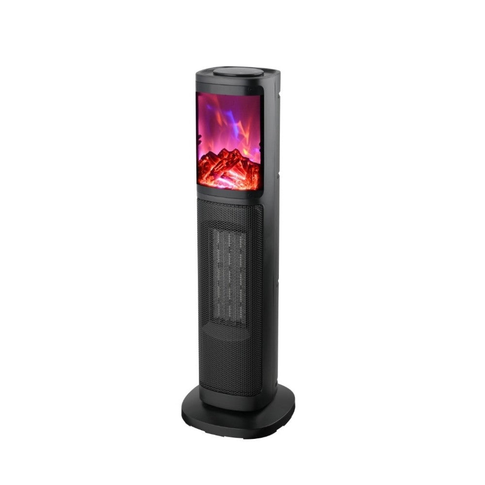 Semineu electric cu ventilator, 2000W, 2 trepte de putere, rotire 180 grade, LED display, control Telecomanda, Rosberg, negru