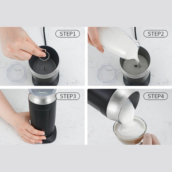 Aparat electric pentru spuma lapte, 500W, spuma calda/rece, termostat STRIX, oprire automata, Oliver Voltz, negru