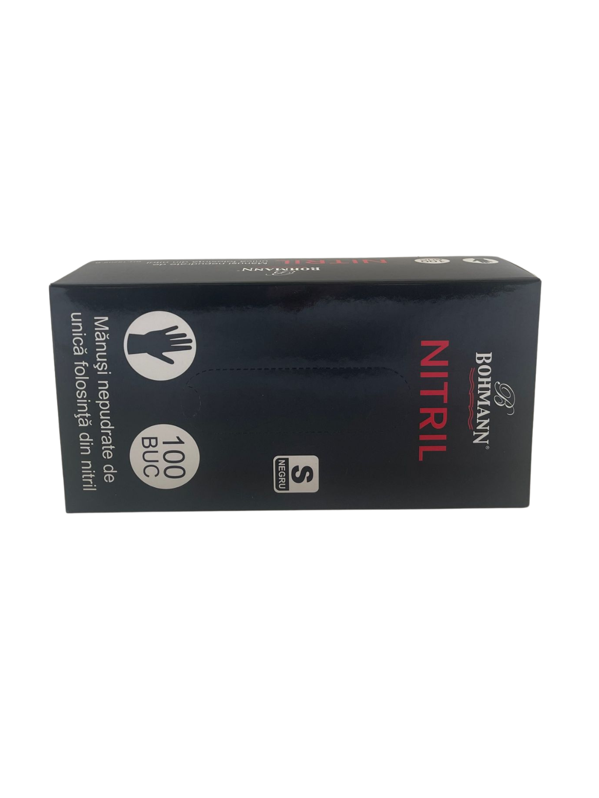 Manusi din NITRIL SUPERIOR 100%, negre, nepudrate, nesterile, de unica folosinta 100buc/cutie, S