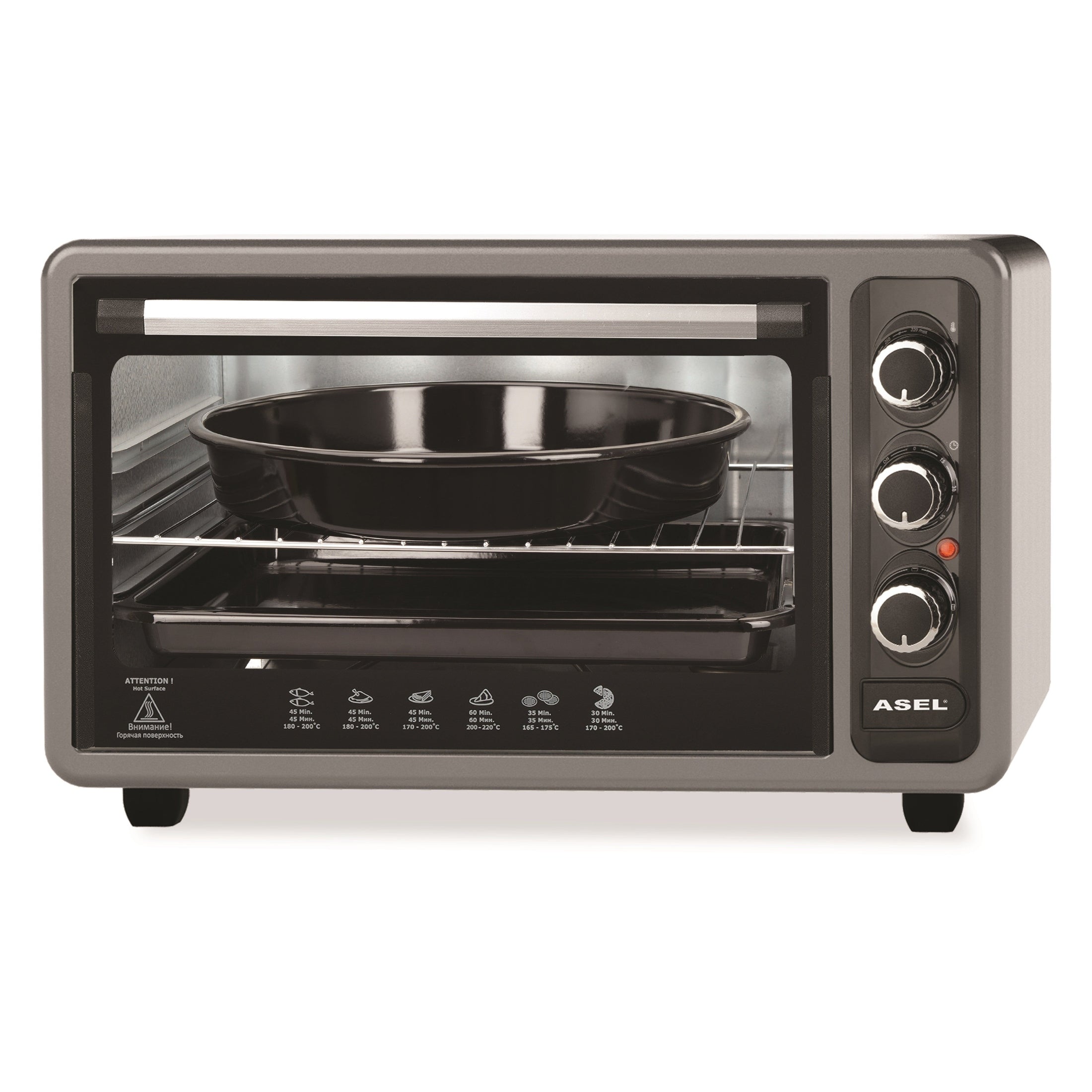 Cuptor electric Asel 40L cu grătar și tăvi incluse