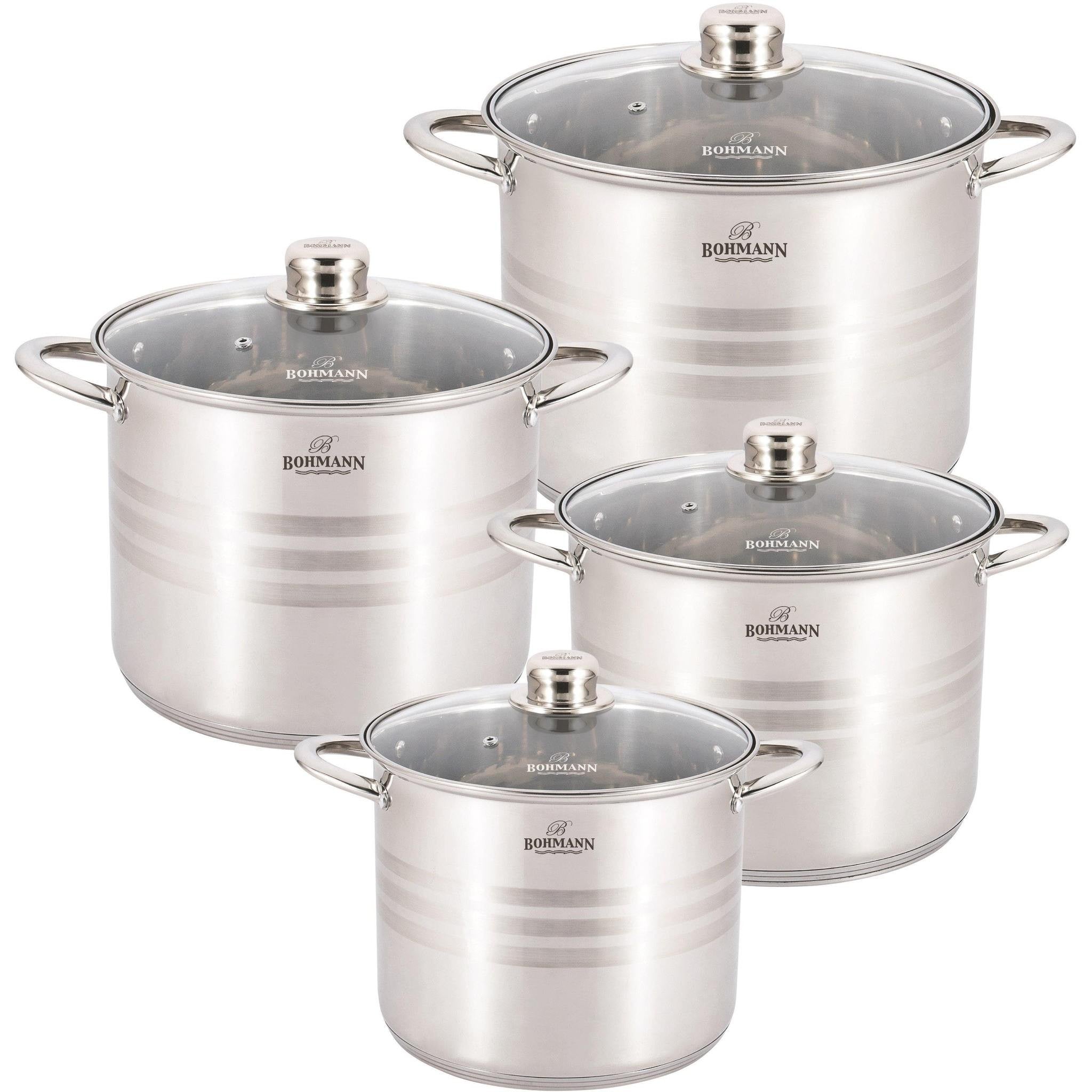 Set oale inox 8 piese Bohmann, capace sticla inox