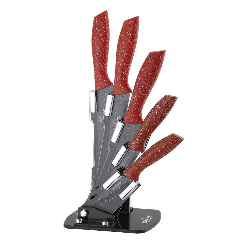 Set 5 cutite din inox cu suport acrilic Bohmann