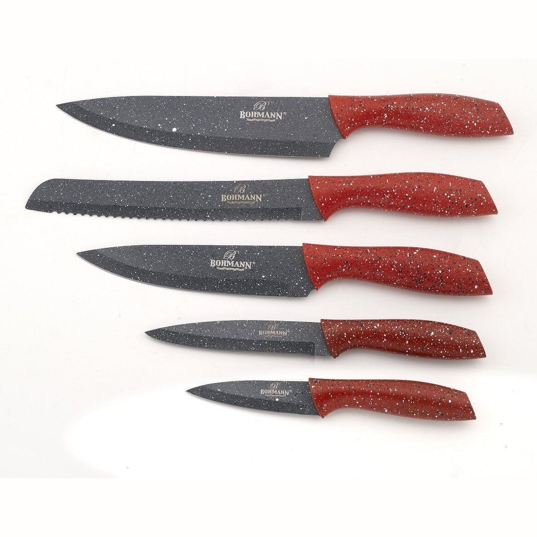 Set 5 cutite din inox cu suport acrilic Bohmann