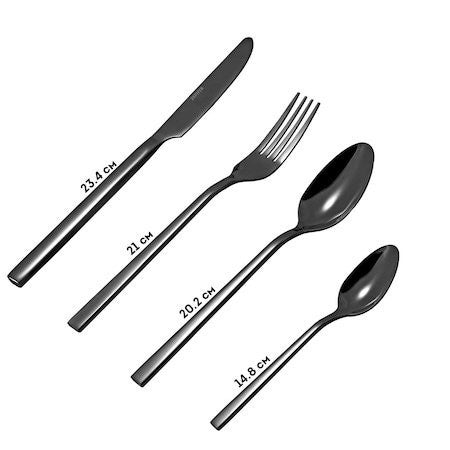 Set tacamuri inox 24 piese negru lucios Voltz