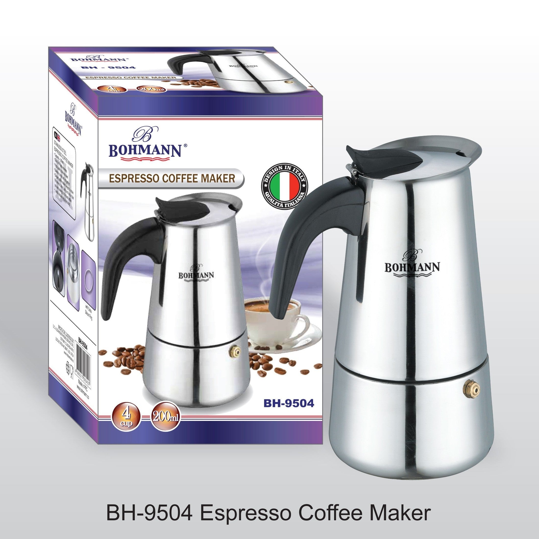 Espressor cafea inox Bohmann, 200ml, 4 cupe