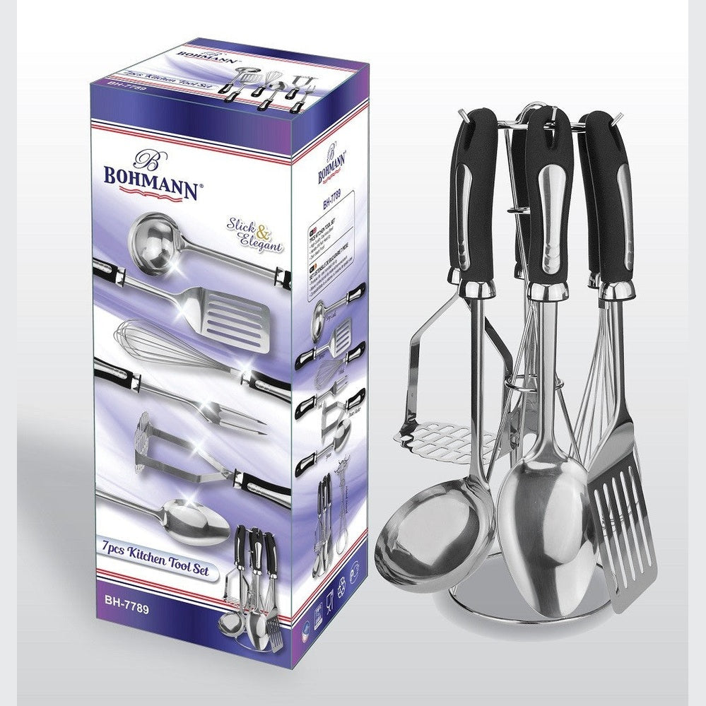 Set ustensile inox cu mânere teflon, 7 piese Bohmann