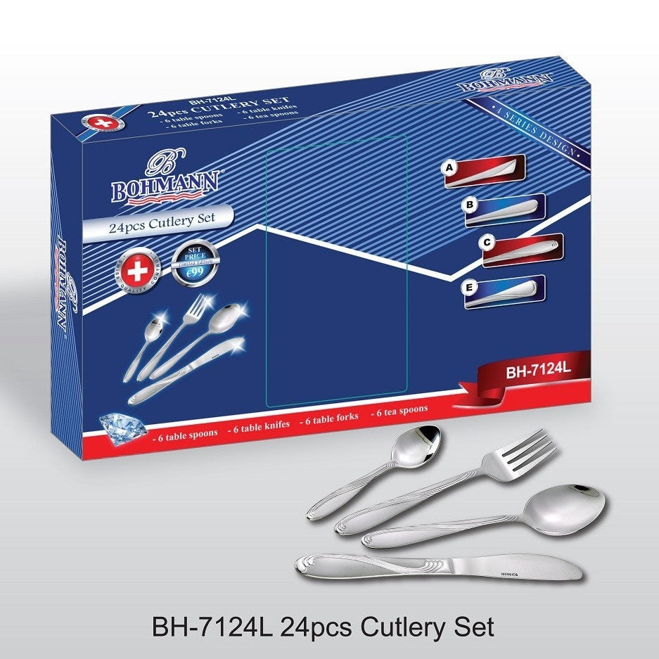 Set tacamuri Bohmann, 24 piese, satin argintiu