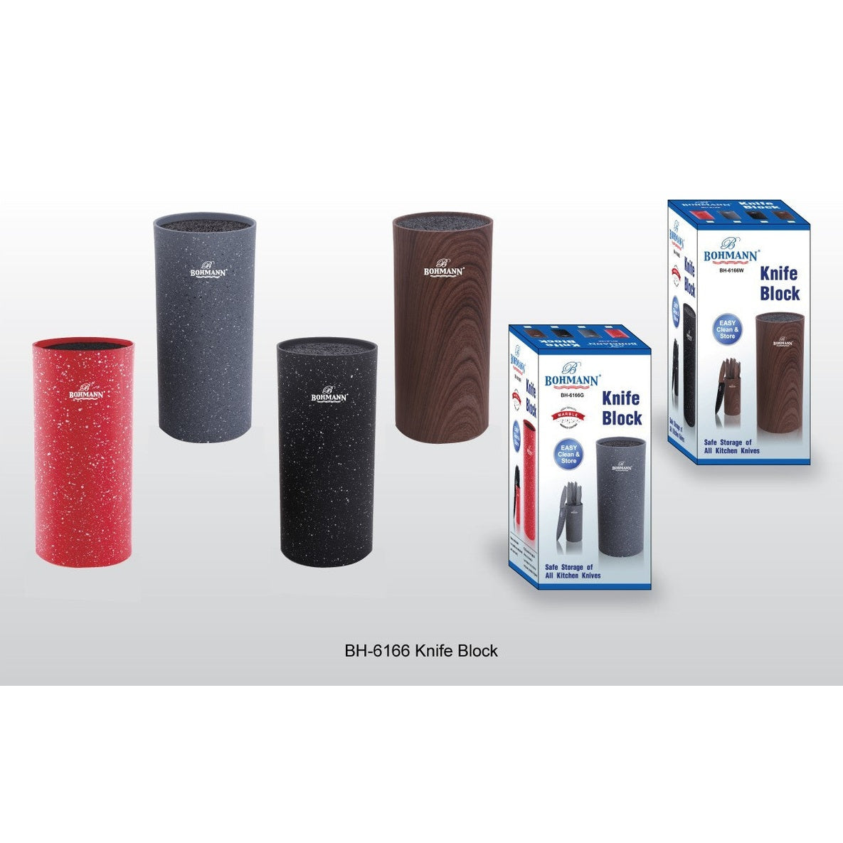 Suport Bohmann rotund pentru cutite, gri marmorat