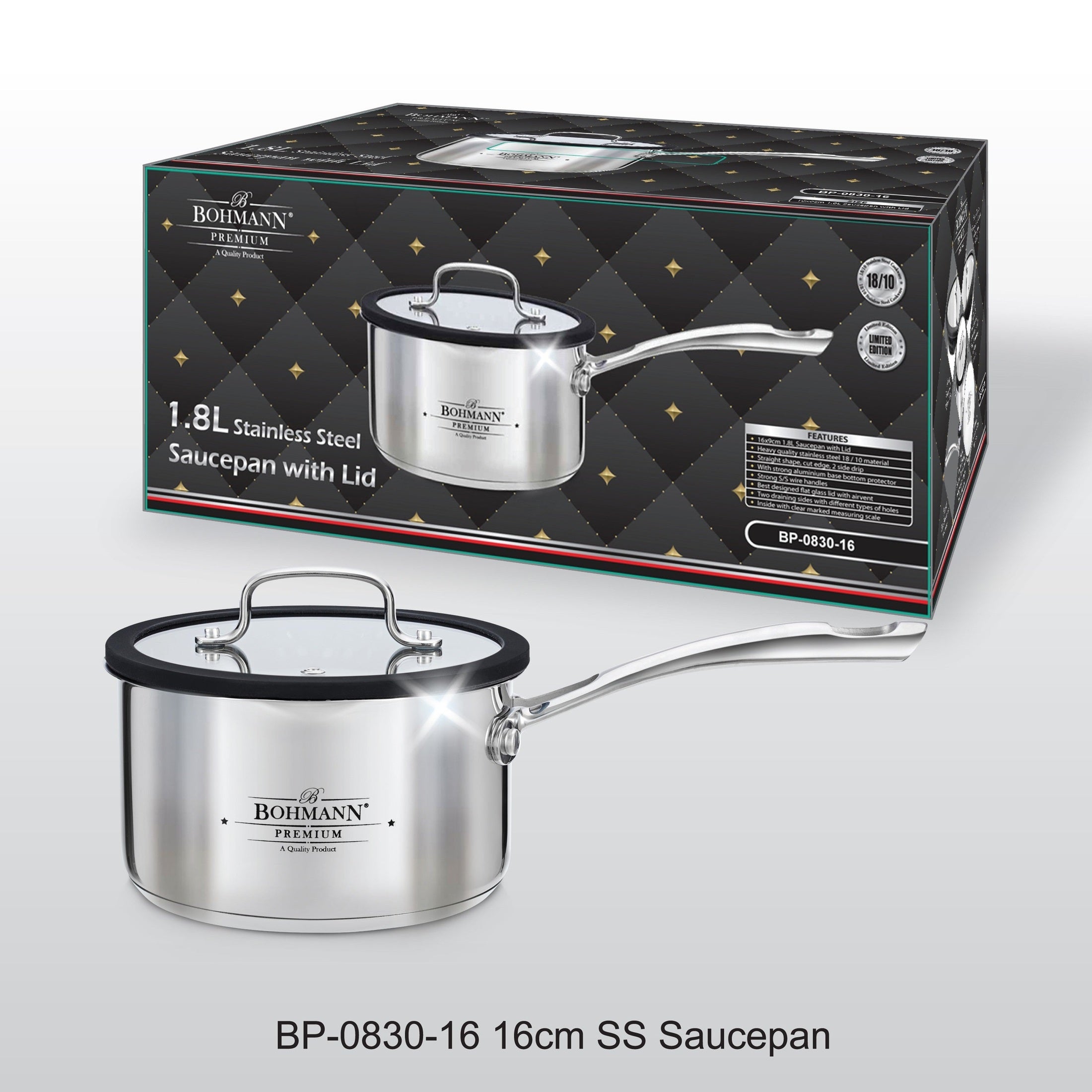 Cratita Bohmann inox Premium 18/10, 1.8L, capac inc.