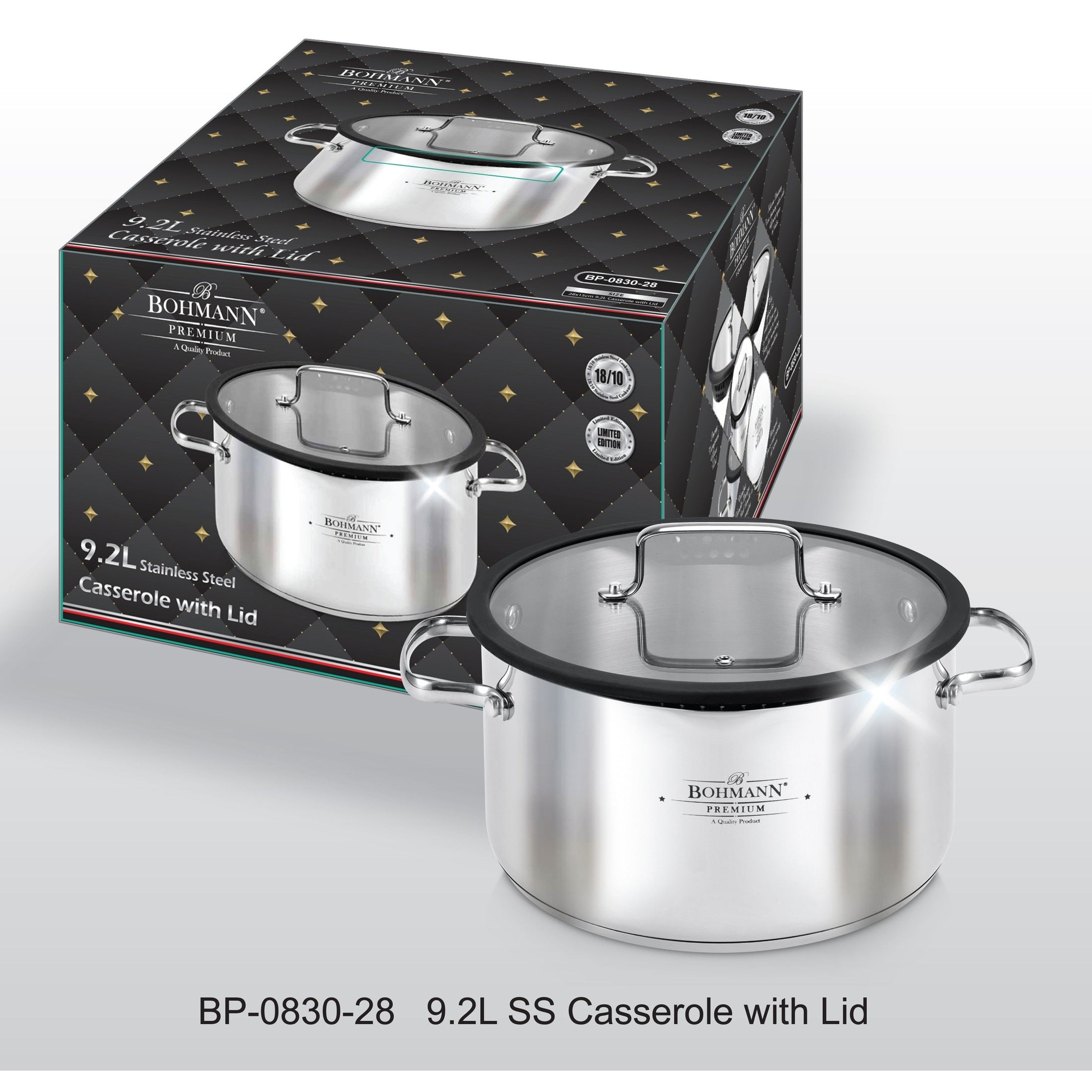 Cratita din inox Bohmann 18/10, 9.2L, cu capac