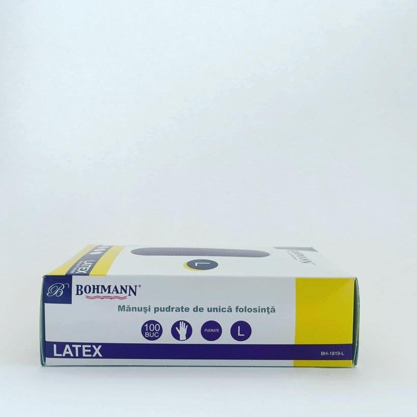 Mănuși Latex Premium, Pudrate, Albe, L