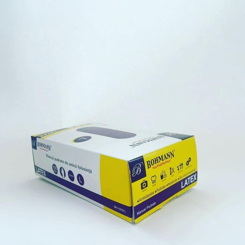 Mănuși Latex Premium, Pudrate, Albe, L