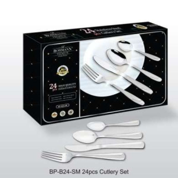 Set tacamuri 24 piese Bohmann Premium, inox, argintiu