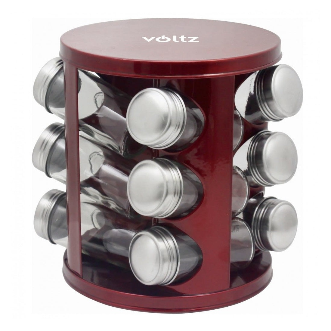 Set condimente rotativ, 12 recipiente, roșu lucios