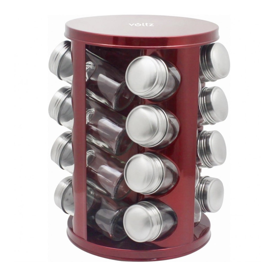 Set organizator condimente rotativ, 16 recipiente, roșu