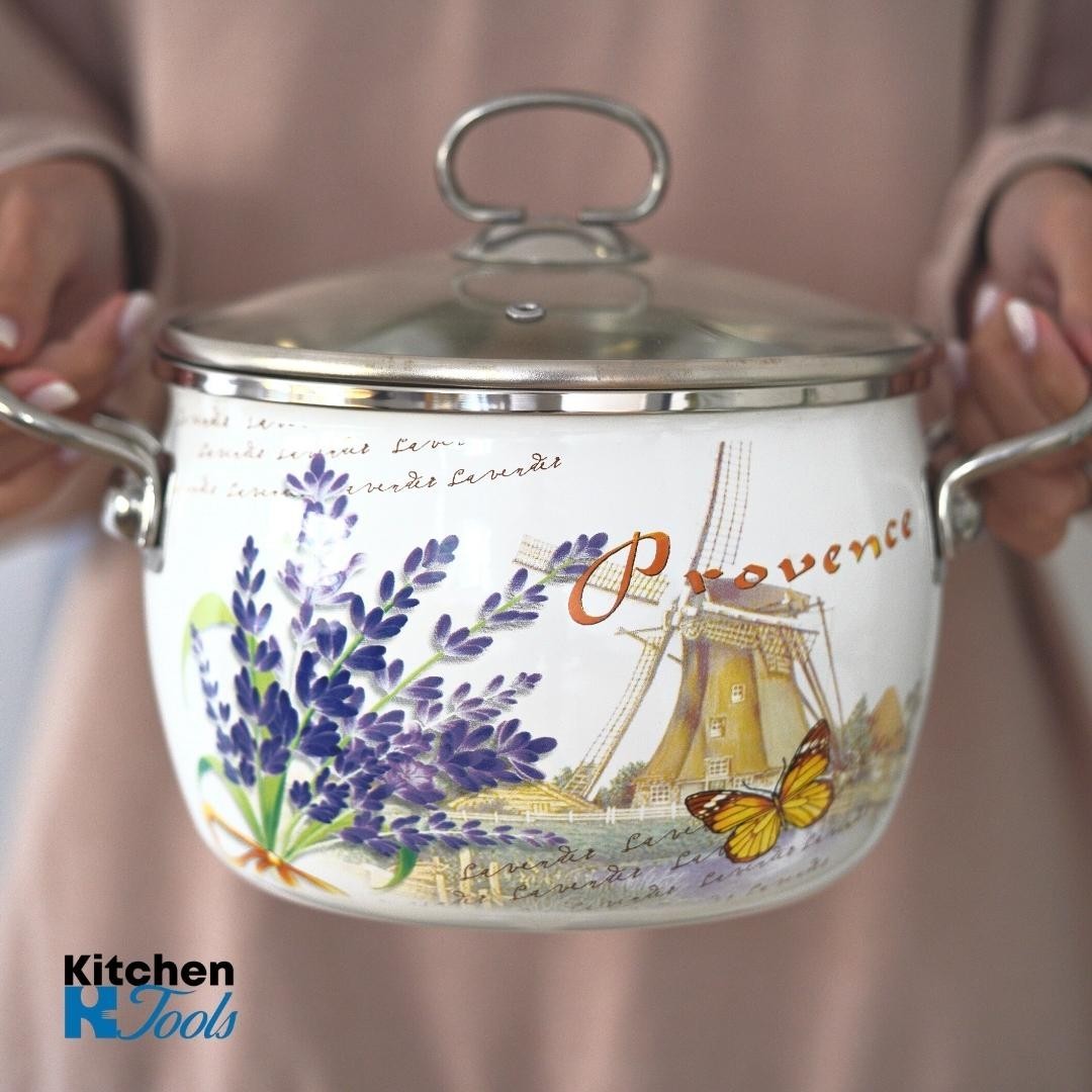 Cratita emailata Bohmann 4.5L cu capac sticla