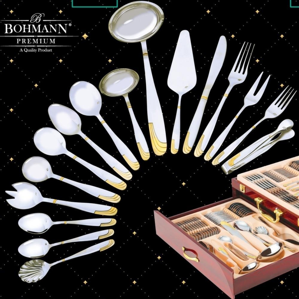 Set tacamuri 84 piese, auriu, ideal pentru nunti