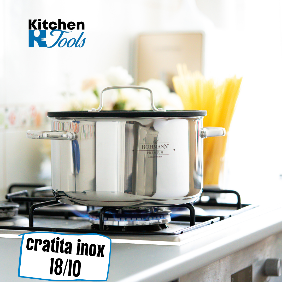 Cratita din inox Bohmann 18/10, 9.2L, cu capac