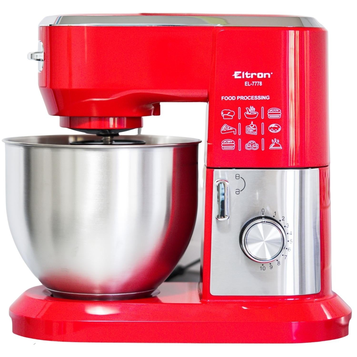 Mixer planetar Eltron, roșu, 1900W, bol inox 6.5L