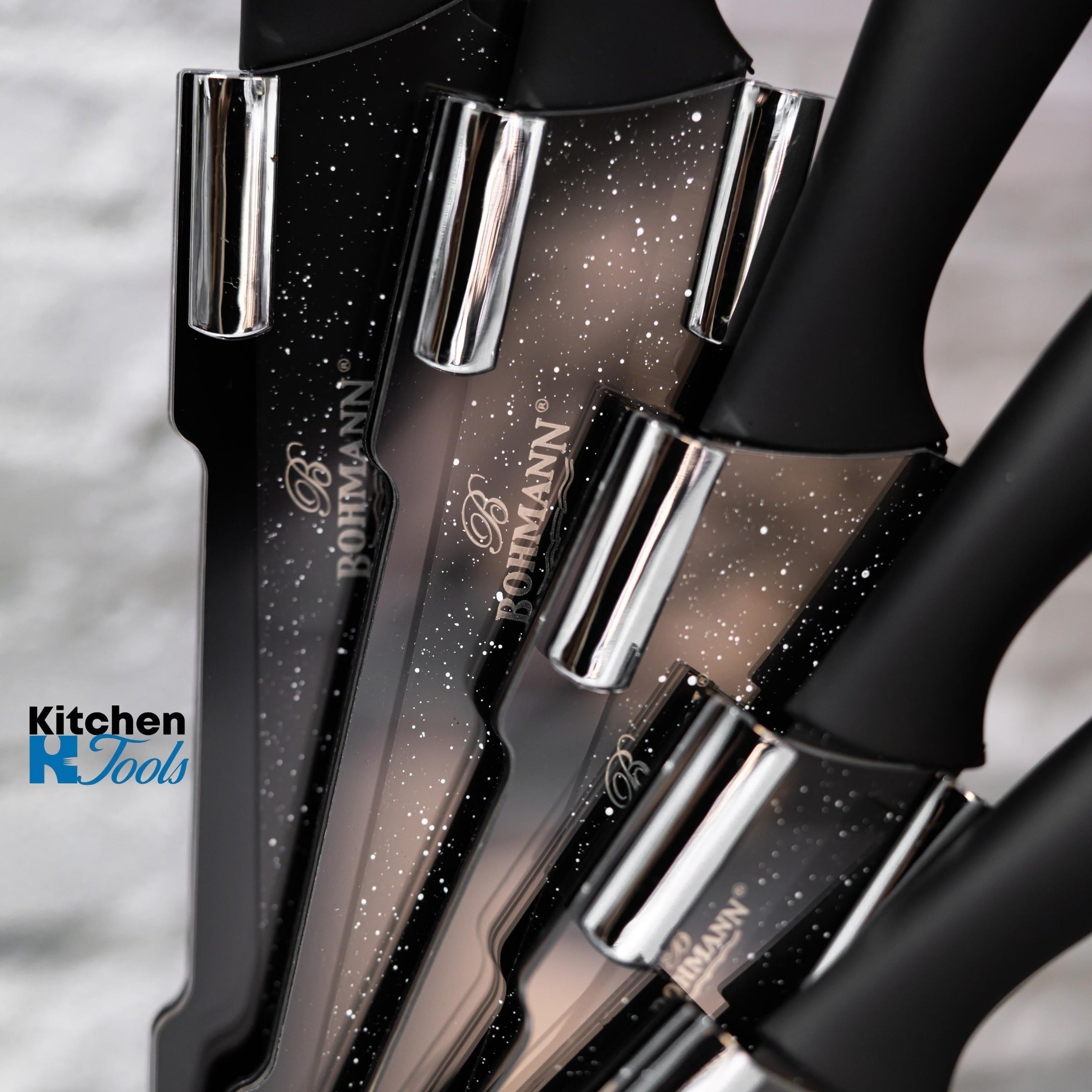 Set 5 cuțite inox Bohmann cu suport acrilic