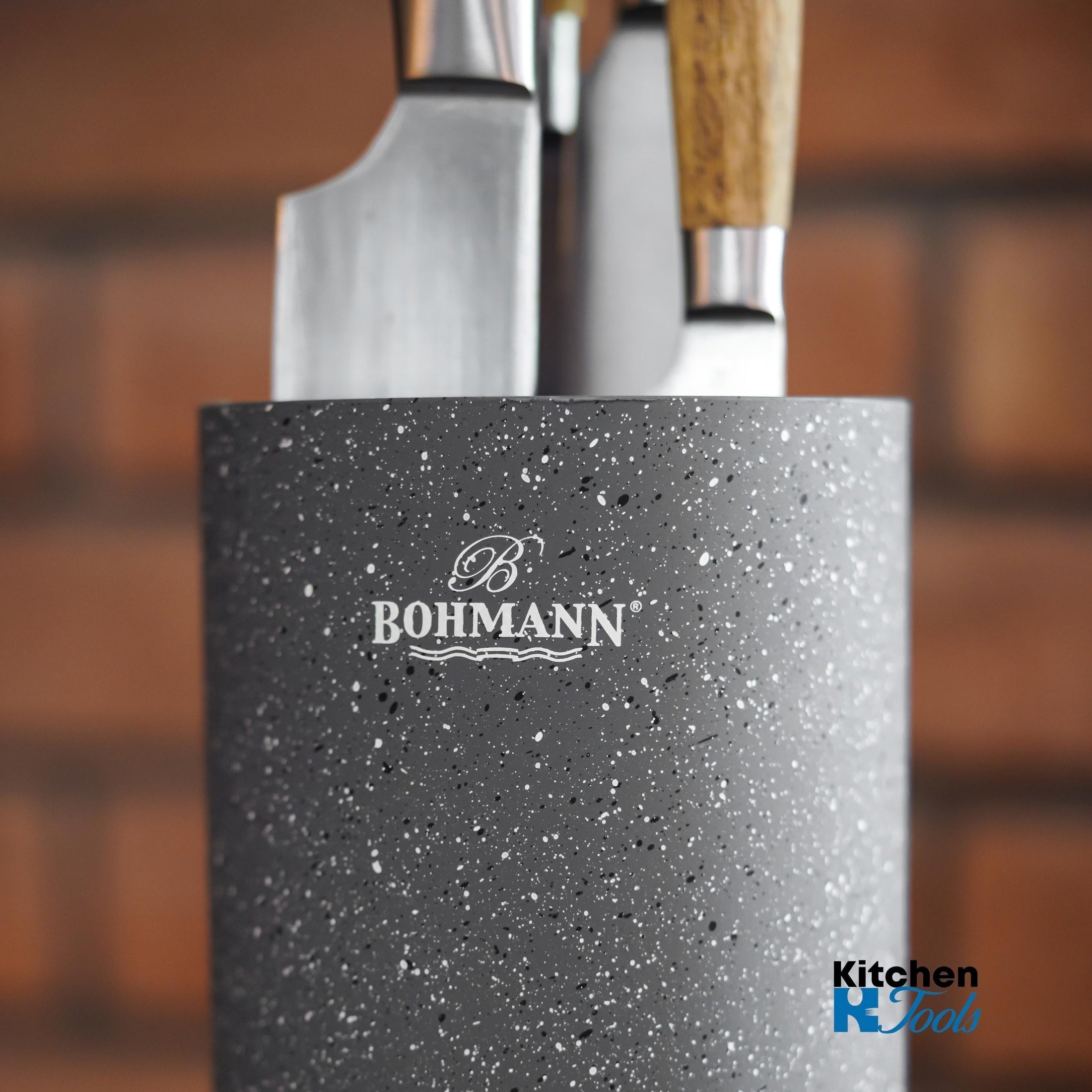 Suport Bohmann rotund pentru cutite, gri marmorat