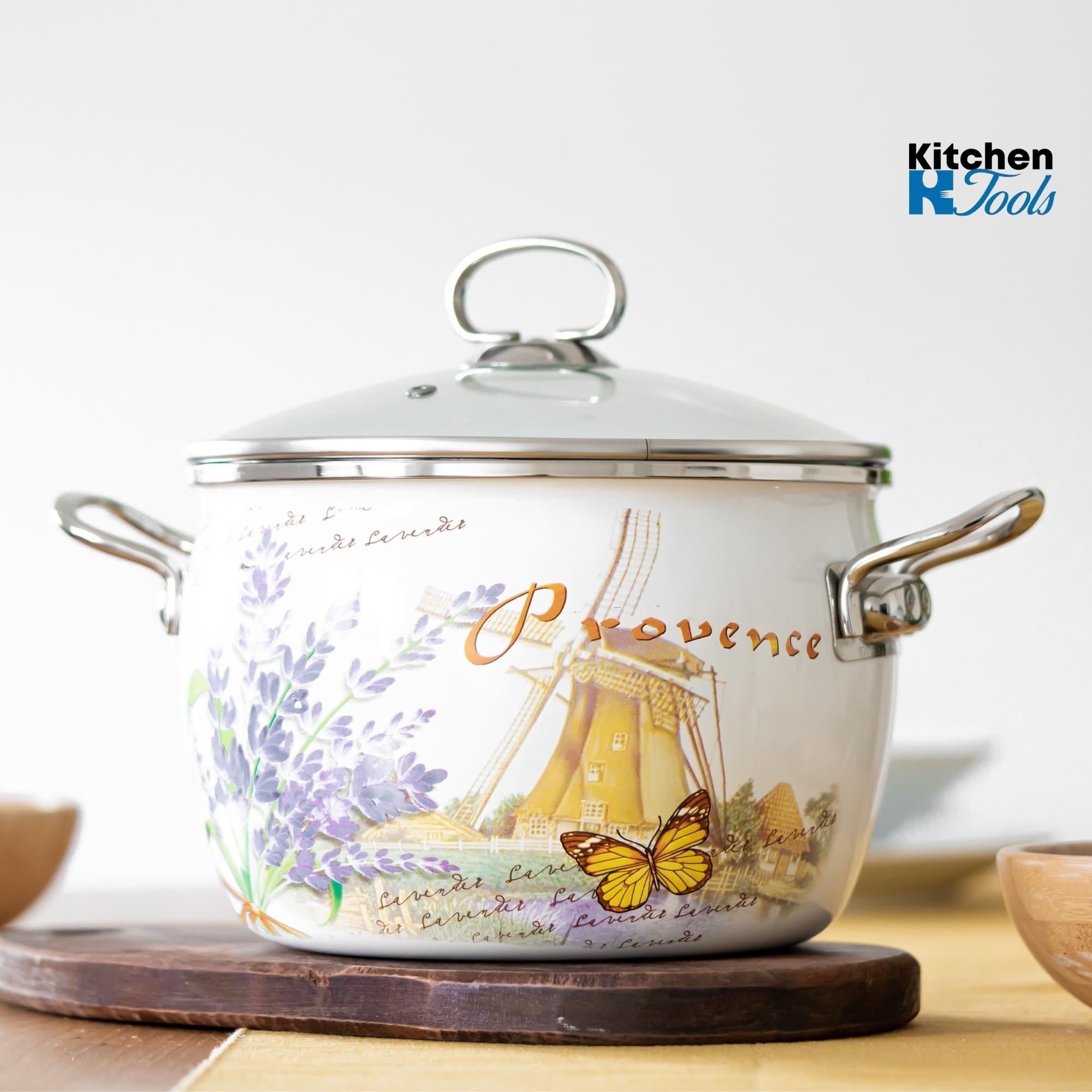 Cratita emailata Bohmann 2.4L, capac sticla, model lavanda