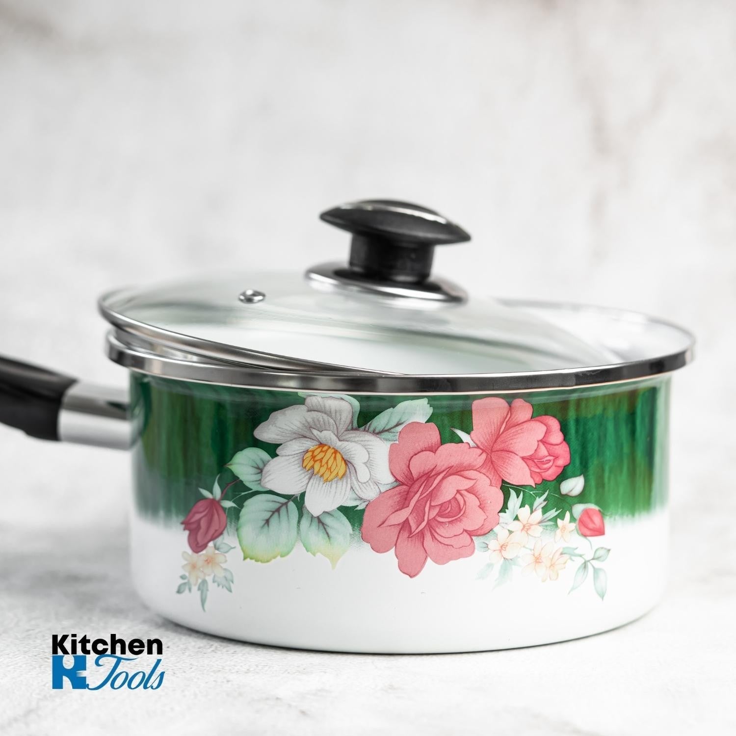 Cratita emailata Zephyr cu capac yena, 18cm