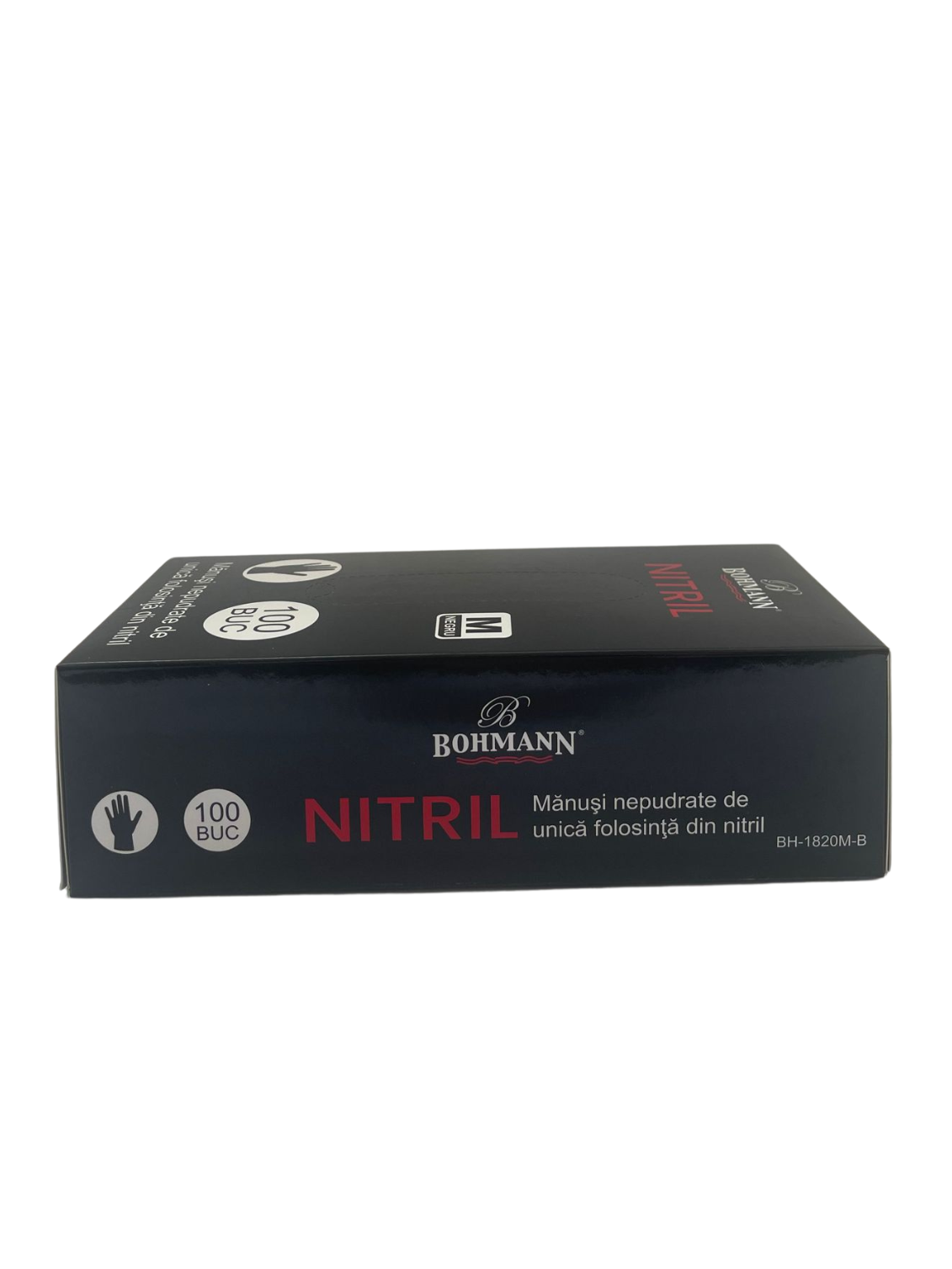 Manusi din NITRIL SUPERIOR 100%, negre, nepudrate, nesterile, de unica folosinta 100buc/cutie, M