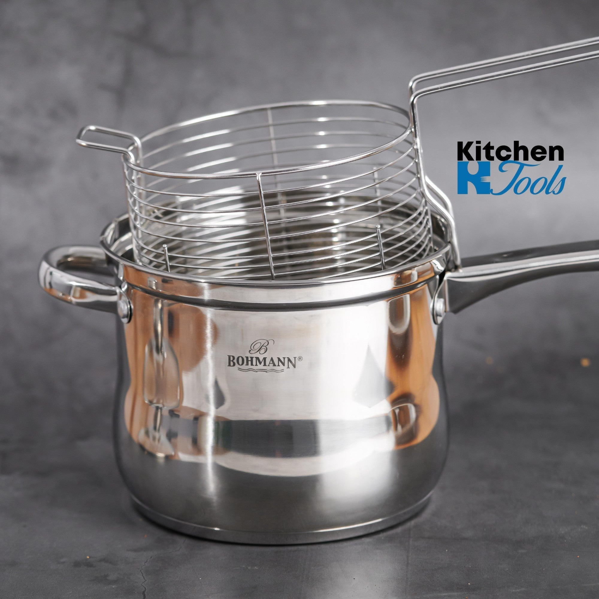 Oala Friteuza Inox cu Capac Sticla 18x15cm