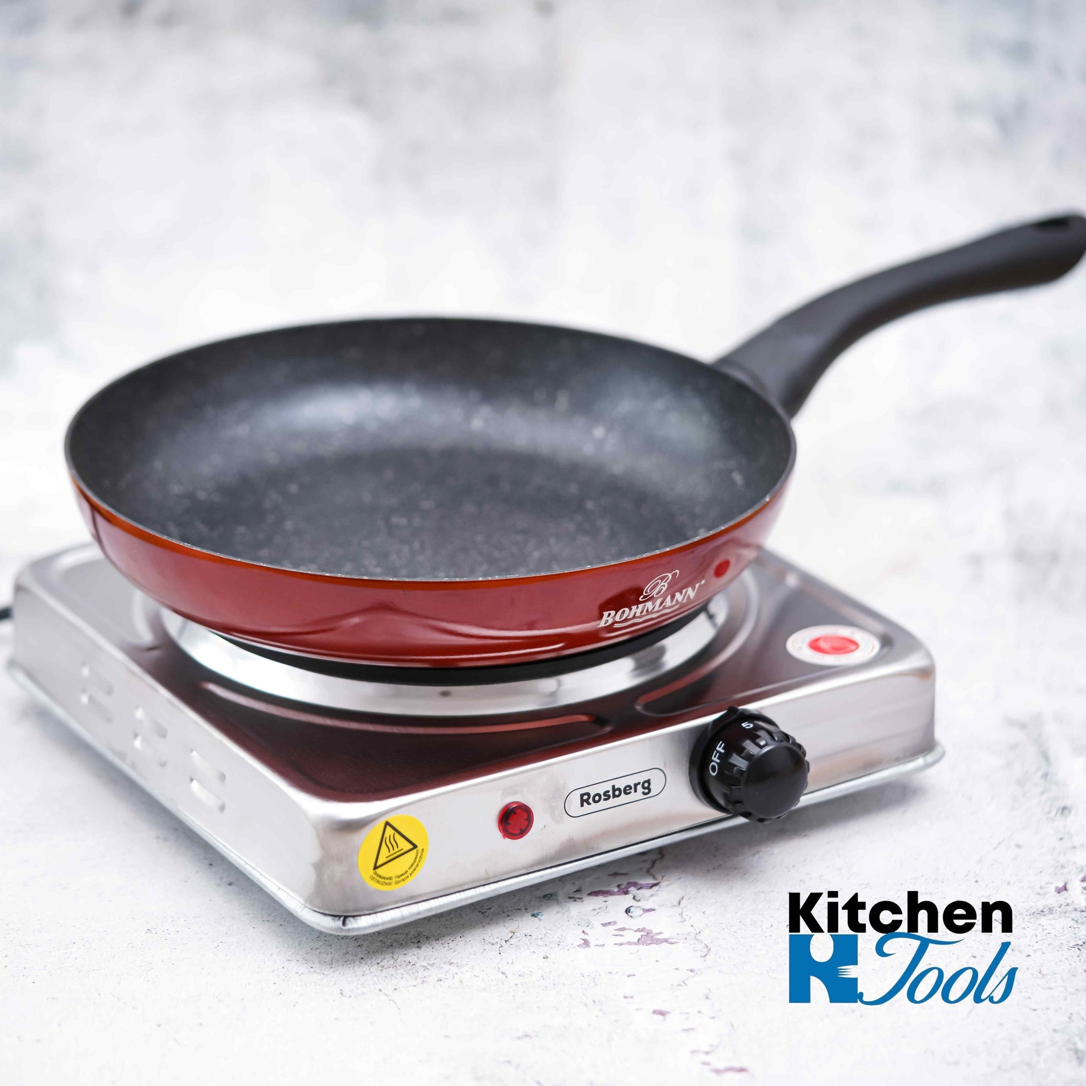 Plita electrica Rosberg 1500W, termostat, culoare silver