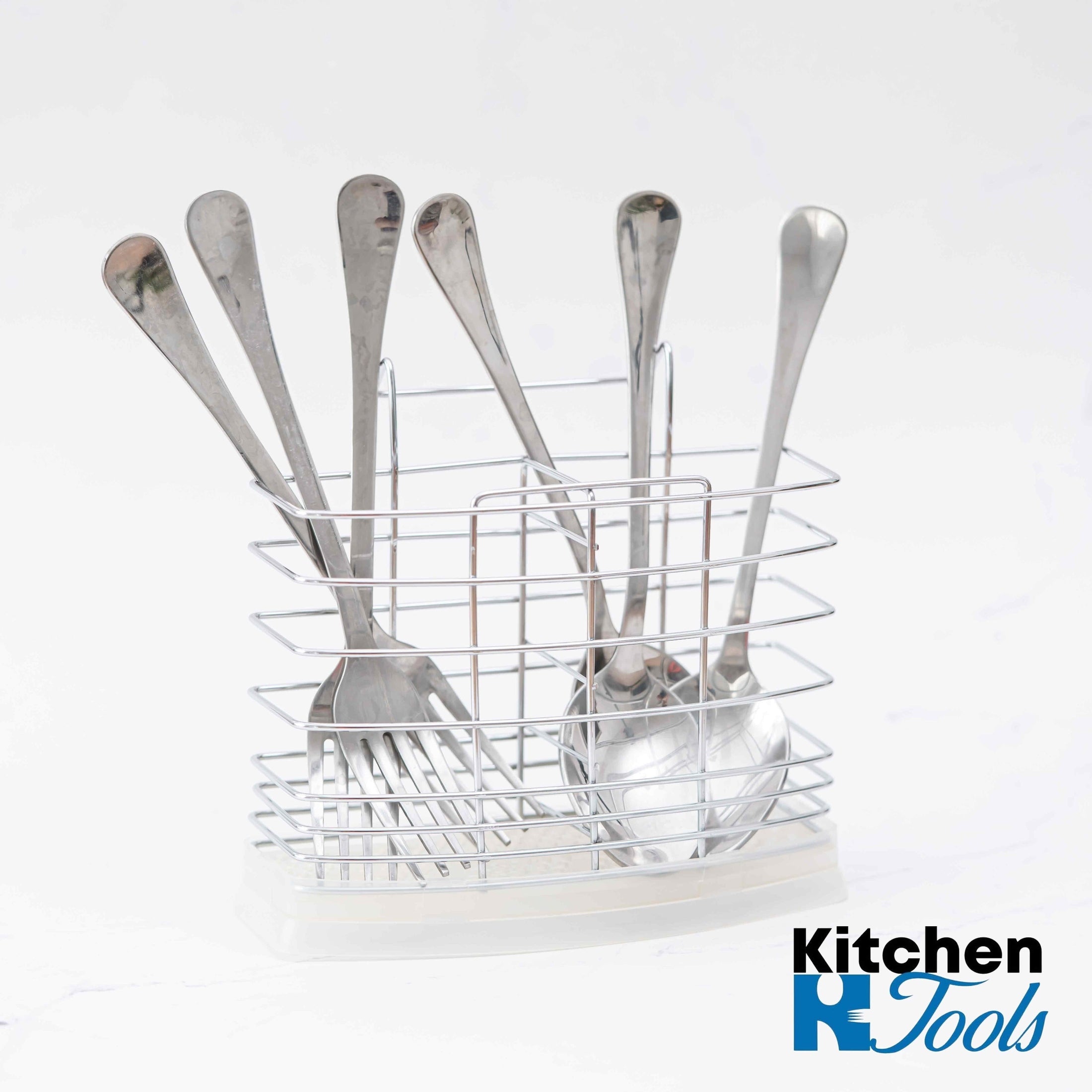 Suport Tacâmuri Rosberg 16x10.5x19.5 cm Argintiu/Alb