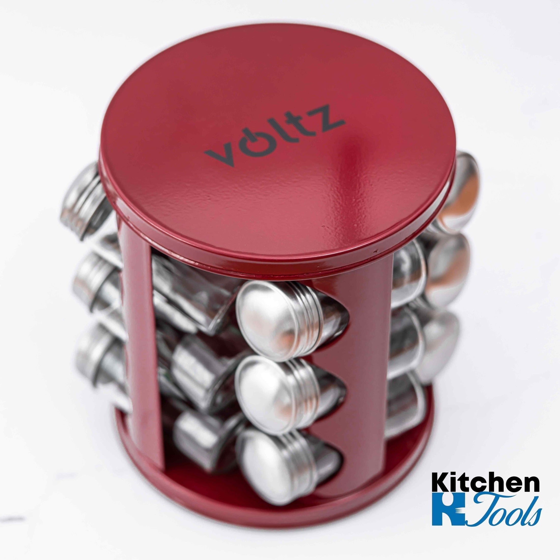 Set condimente rotativ, 12 recipiente, roșu lucios