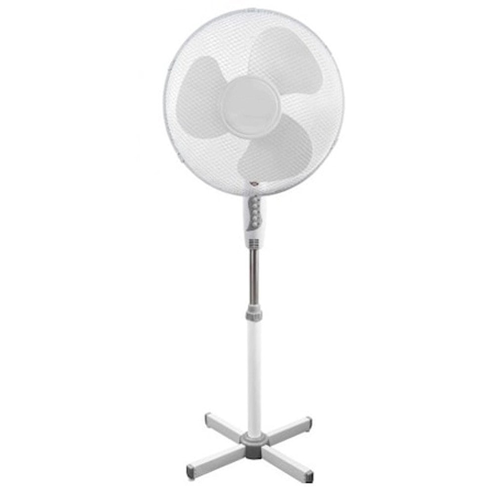 Ventilator cu picior, alb, 40cm, 45W, sigur pentru copii